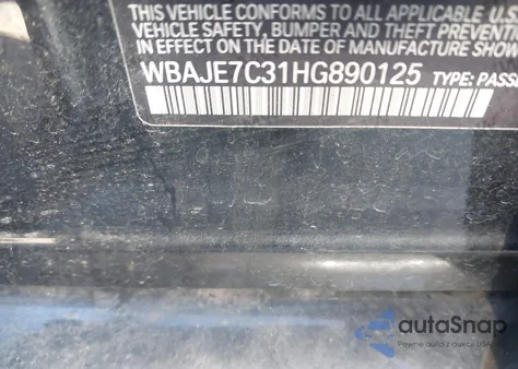 2017 BMW 540I xDrive z USA, uszkodzony, nr VIN WBAJE7C31HG890125